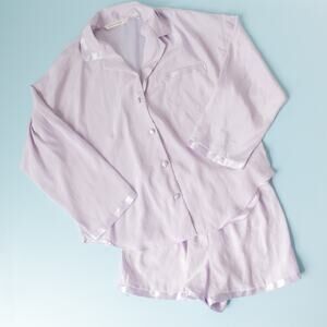 Victoria's Secret Purple Button Front Long Sleeve Pajama Set Size Medium Y2K